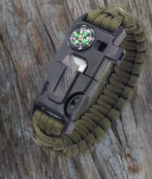 Survival Bracelet (flint starter, whistle, and compass)